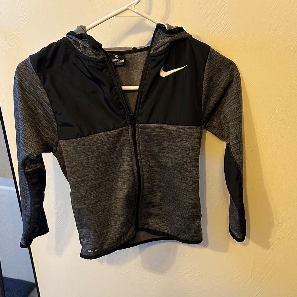 Nike Kids Jacket in Black and Gray with White Logo